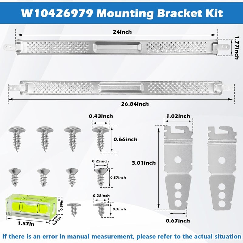 BigHead W10426979 24'' Dishwasher Mounting Bracket Kit with Column Level Fit for Whirlpool KitchenAid Maytag 24 Inch Dishwashers for Granite & Quartz Countertops Replaces AH3632890 EA3632890 PS3632890 - Image 2